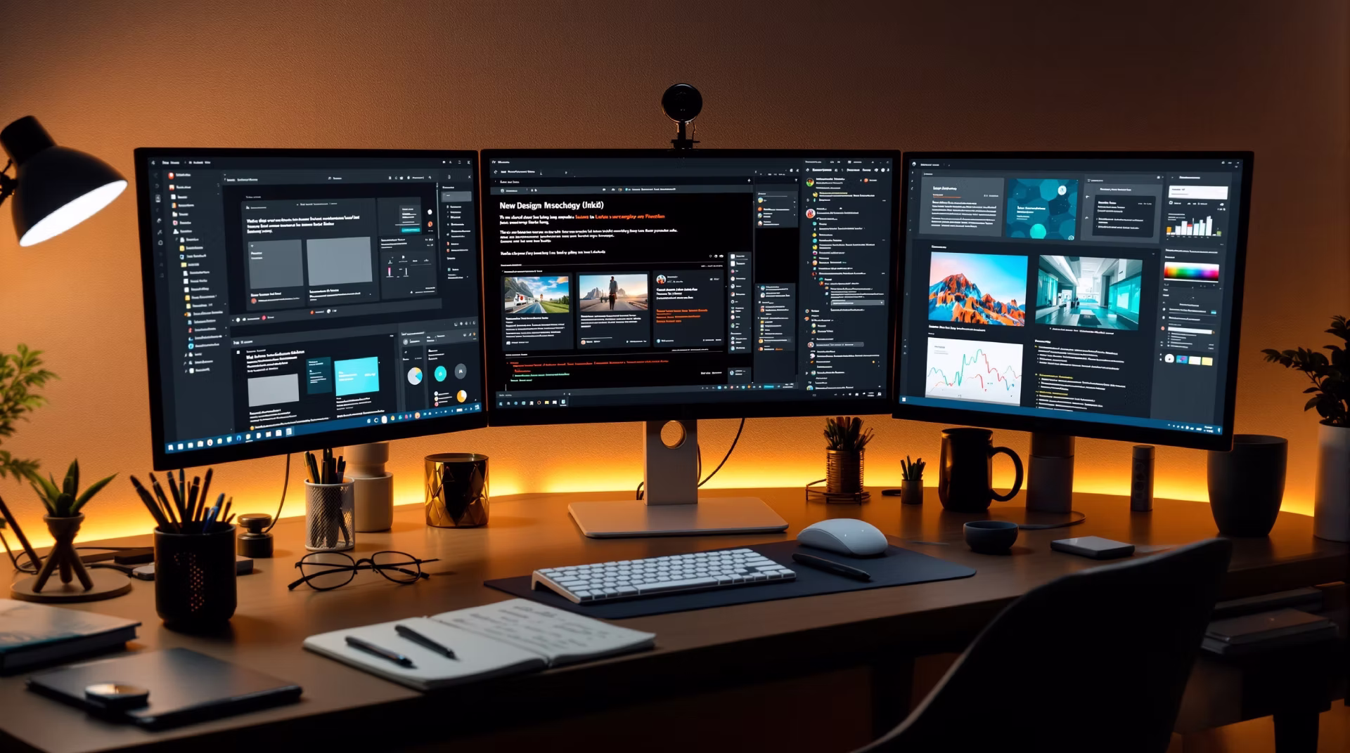 Espace de travail moderne d'agence web avec ordinateurs pour la création de sites internet