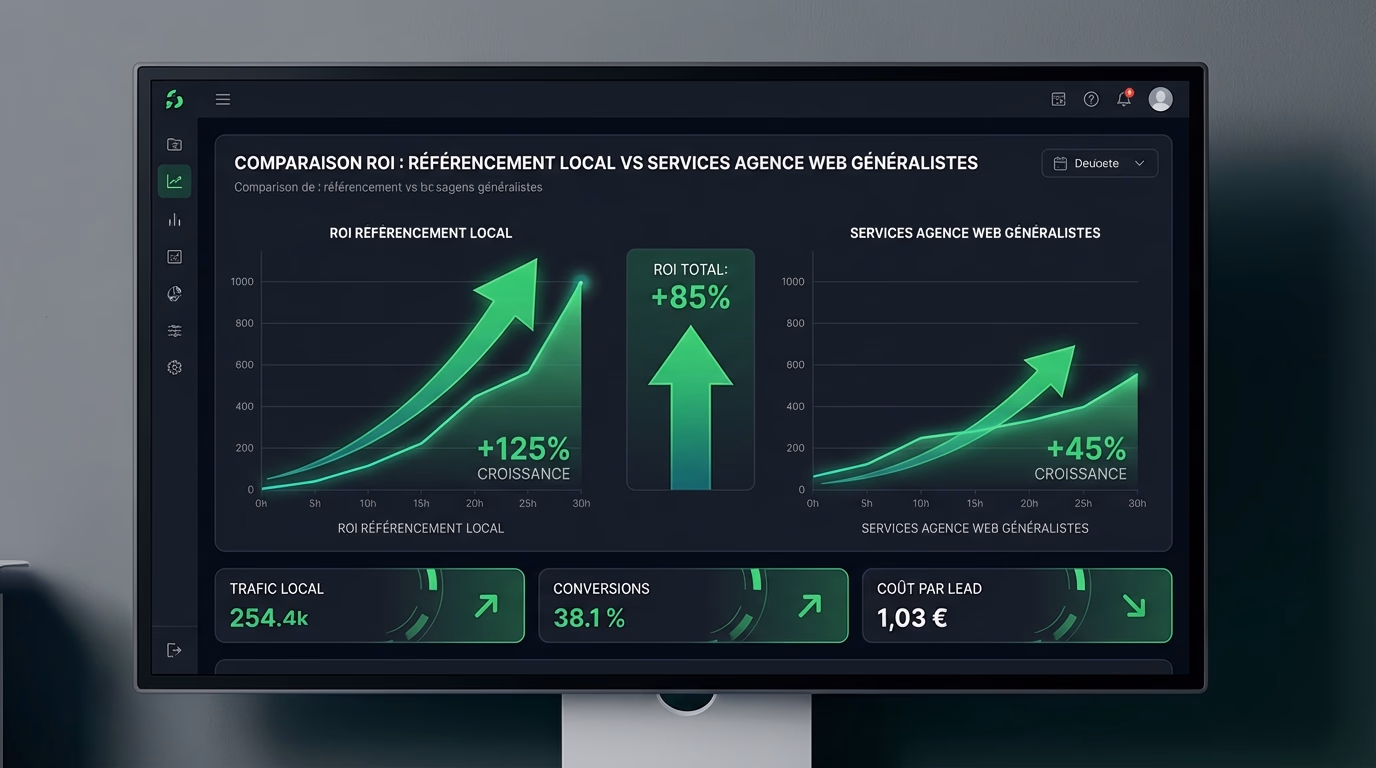 Graphique comparatif du ROI entre le SEO local et les services d'agence web traditionnelle